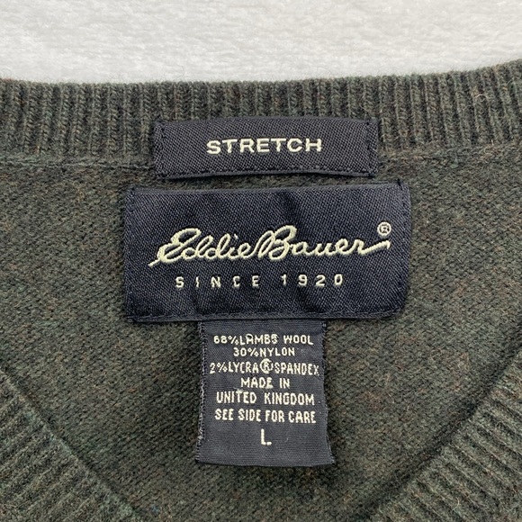 Eddie Bauer Stretch Lambswool Blend Knit Long Sleeve V Neck Pullover Sweater - Picture 13 of 14